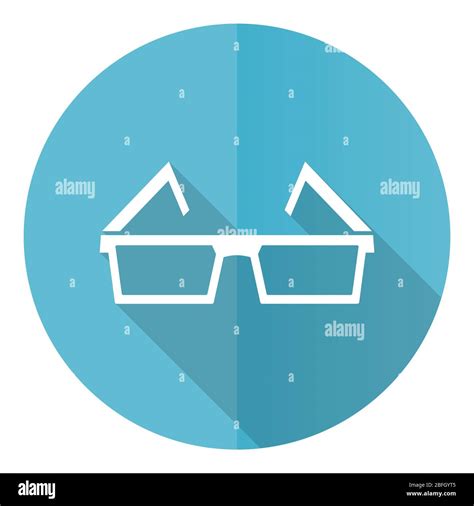 Eyeglasses Blue Round Flat Design Vector Icon Isolated On White