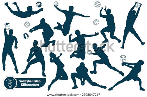 Male Volleyball Player Sports Silhouettes Vector Stock Vector (Royalty ...