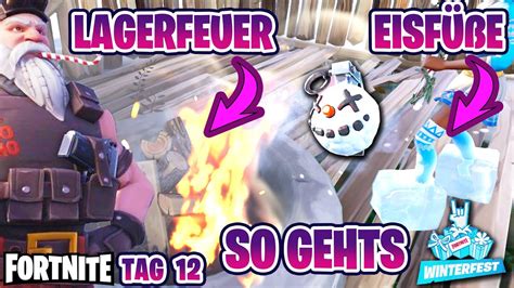 Entfache ein Lagerfeuer während du Eisfüße hast Fortnite Schließe