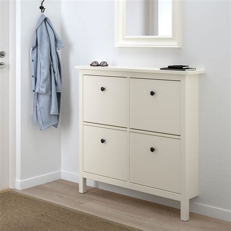 HEMNES batų spintelė su 4 skyriais balta 107x22x101 cm IKEA Lietuva