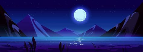 Lake Night Moon Vector Art, Icons, and Graphics for Free Download