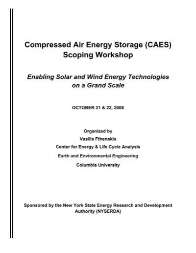 Compressed Air Energy Storage Caes Scoping Workshop