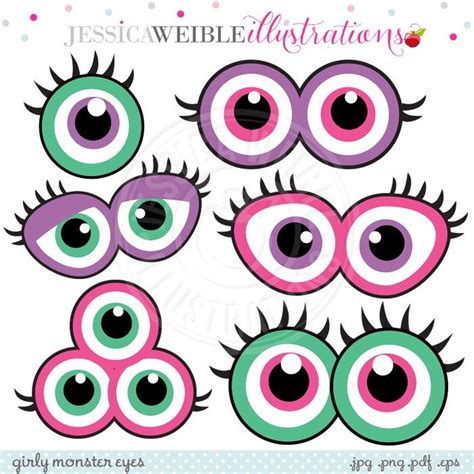 Girly Monster Eyes Digital Clipart Jw Illustrations Monster Eyes