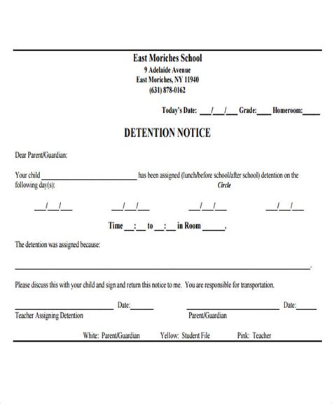 8 Detention Notice Templates Free Sample Example Format Download