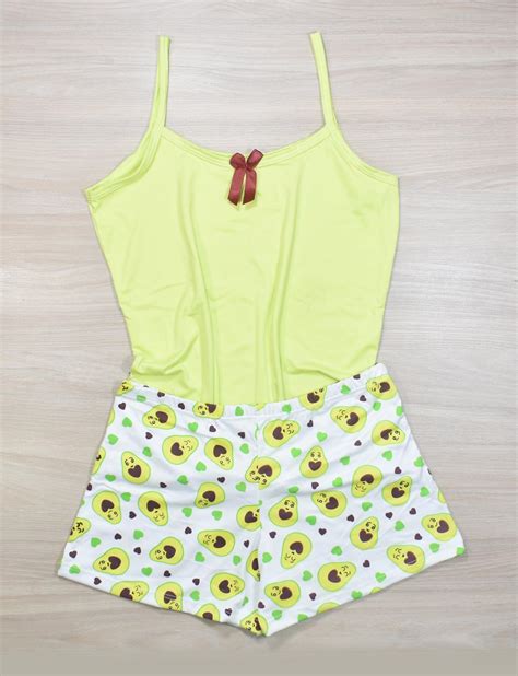 Pijama Short Verde Aguacates 362 Para Mayoristas