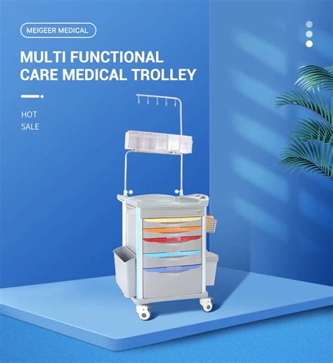 Medical Hospital Furniture Emergency Medical Trolley Cart Abs Trolley