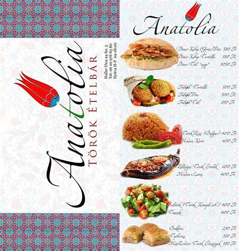 Menu at Anatolia restaurant, Budapest