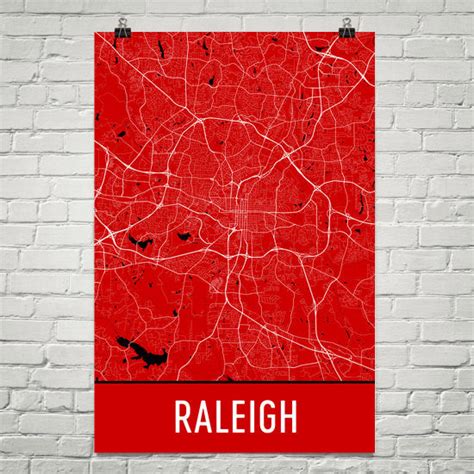 Raleigh NC Street Map Poster - Wall Print by Modern Map Art