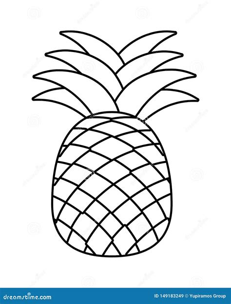 Pineapple Smiling With Sunglasses Cartoon Isolated In Black And White Stock Vector