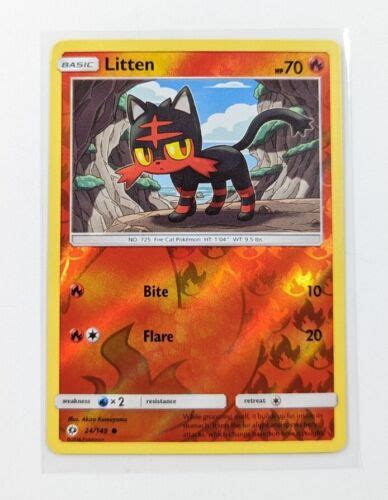 Pokémon Tcg Litten Sun And Moon Base Set 24 149 Reverse Holo Nm Vlp Ebay