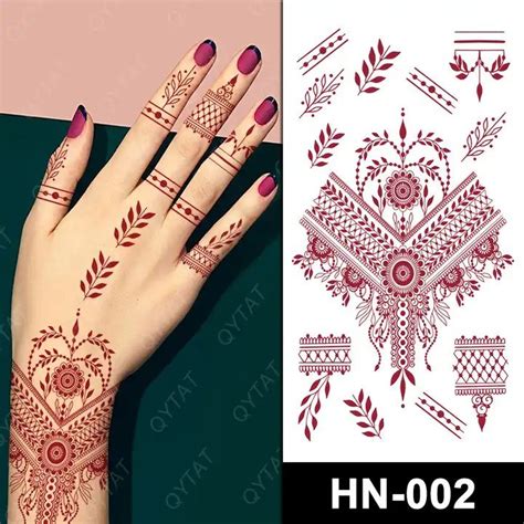 Full Hand India Mehndi Design Brown Red Maroon Sexy Finger Hand Fake