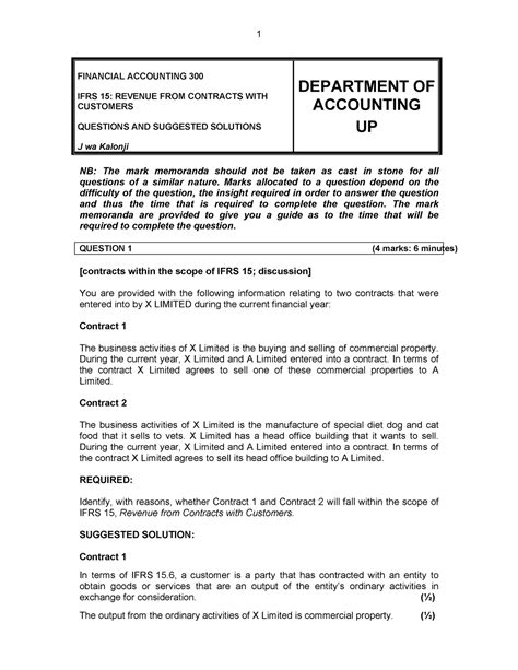 Ifrs15 Questions And Suggested Solutions Financial Accounting 300