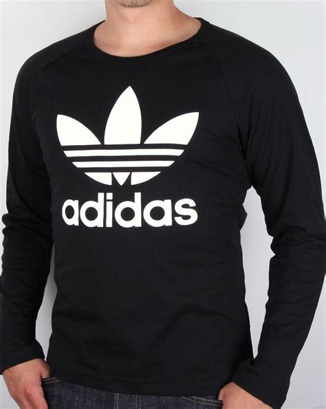 Adidas Originals Trefoil Long Sleeve T Shirt Black Tee Mens