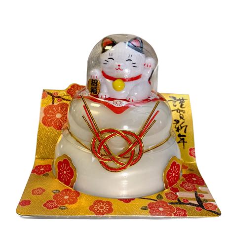 2023 NEW YEAR JAPANESE KAGAMI MOCHI W/ BLACK SPOTTED LUCKY CAT- Product ...