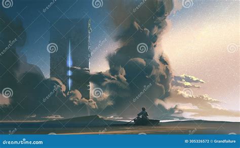 The Gigantic Futuristic Building Stock Illustration - Illustration of ...