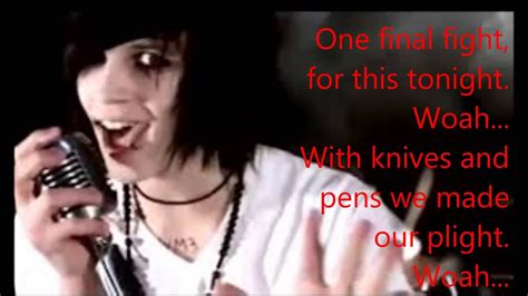 Black Veil Brides Knives And Pens Lyric S On Screen Youtube