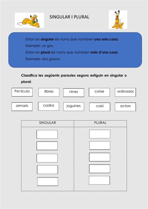 Ficha Interactiva De Singular I Plural Para SEGUNDO Puedes Hacer Los