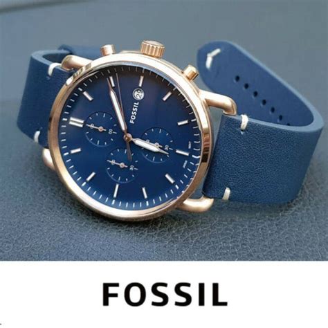 FOSSIL FS5404 Commuter Chronograph Navy Leather Watch