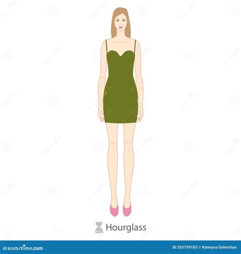 Woman Hourglass Body Shape Character In Dress Female Vector Illustration Silhouette 9 Nine Head