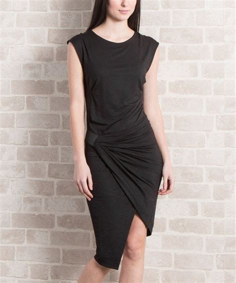 Look at this Slate 61 Black Ruched Wrap Dress on #zulily today! Minka ...