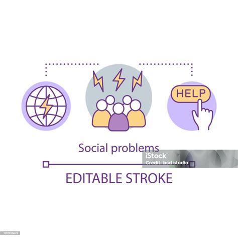 masalah sosial ikon konsep masalah ide perilaku antisosial ilustrasi