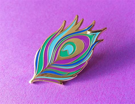 Peacock Feather Enamel Pin Pin Badge Hard Enamel Pin Flair Etsy