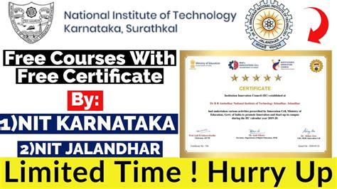 Free Courses With Free Certificate By Nit Karnataka Nit Jalandhar