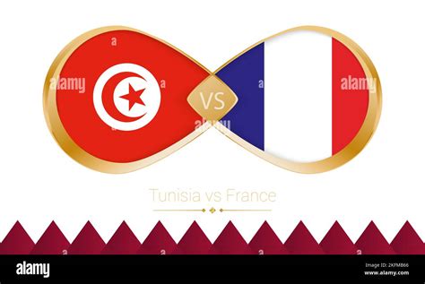 Tunisia Versus France Golden Icon For Football Match Vector