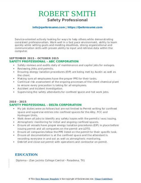 10 Safety Professional Resume Samples And Templates For 2025