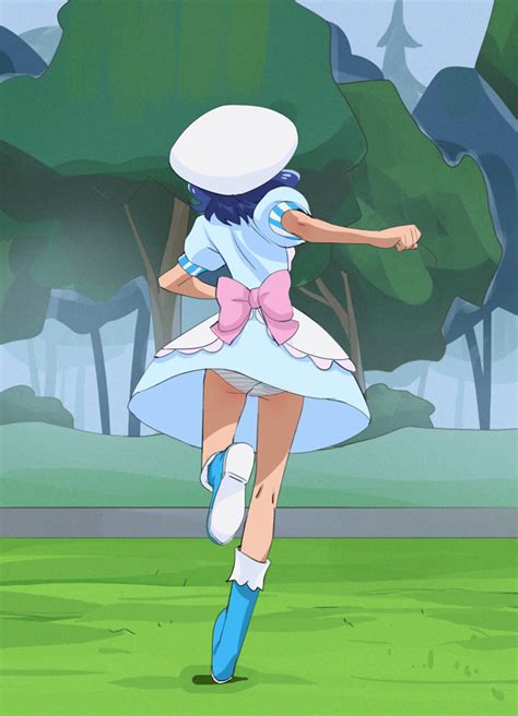 Safebooru 1girl Blue Footwear Blue Hair Blue Skirt Boots Bow Forest