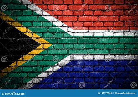 Brick Wall With Painted Flag Of South Africa Stock Illustration