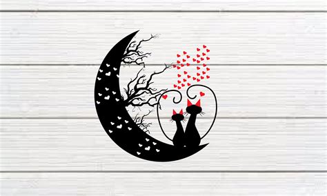 Cat Moon Design Silhouette Graphic by st · Creative Fabrica