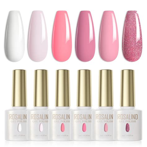 Rosalind White Pink Gel Nail Polish Set 6 Pcs Light Pink Gel Polish