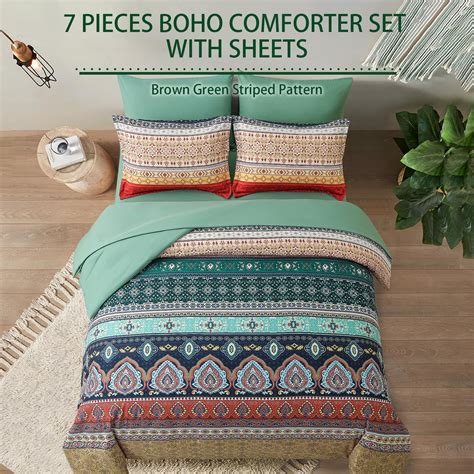 Dinjoy Brown Boho Comforter Set King Size Pieces Bed In A Bag Brown