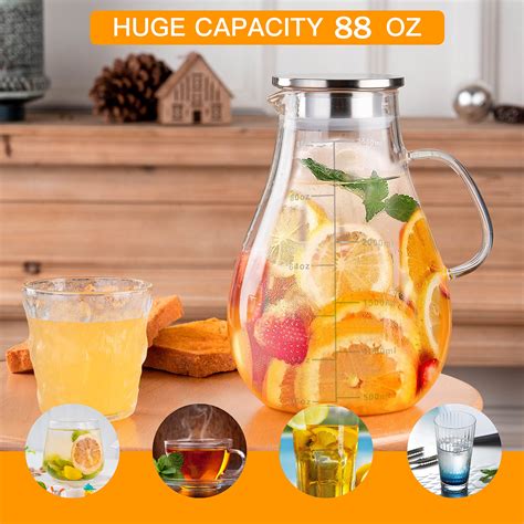 Mua Glass Pitcher With Lid 88 Ounces 2500ml With Precise Scale Line