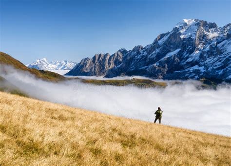 Hiking in high mountains stock photo. Image of pond, lake - 5895292