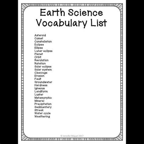 Earth And Space Science Vocabulary Activities And Worksheets Tpt