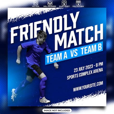 Premium PSD Friendly Match Soccer Social Media Post Template