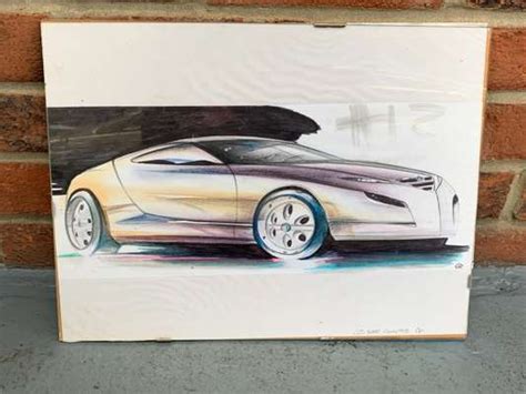 Alfa Romeo Concept Car Artwork Signed And Dated Saturday 1st Sunday