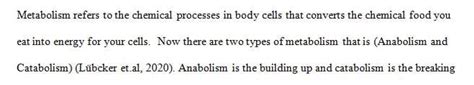 Name the two types of metabolism and distinguish between them ...