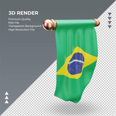 3d Bandeira Pennant Brasil Renderizando Vista Esquerda PSD Premium