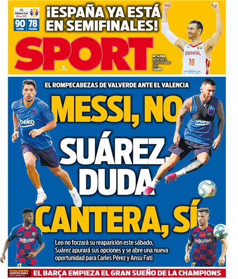 La Portada Del Diario Sport 11 09 2019