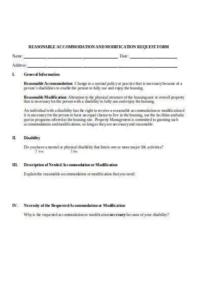 Free Accommodation Request Forms In Pdf Ms Word Excel
