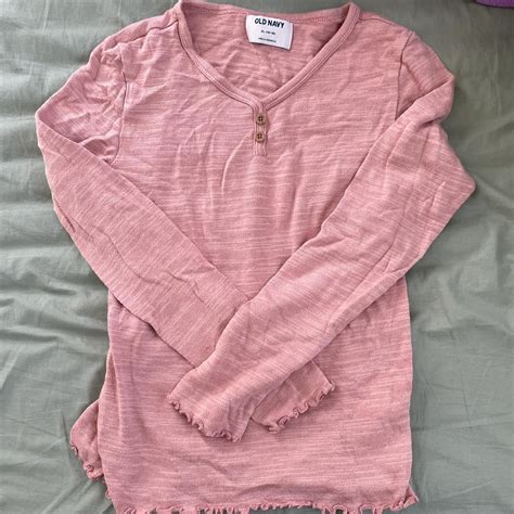 old navy girls pink long sleeved fits like an xs... - Depop