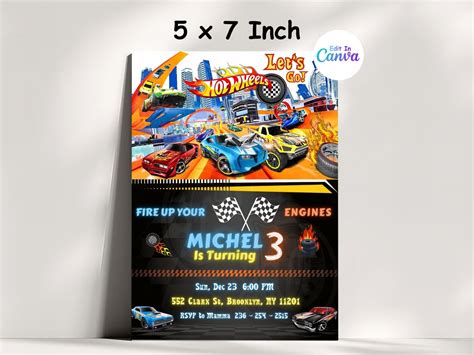 Hot Wheels Invitation Template Hot Car Wheel Invitation Race Cars