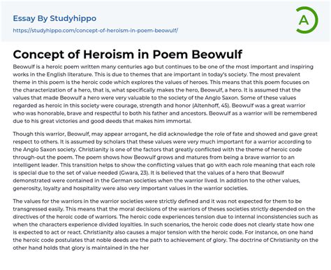 Concept Of Heroism In Poem Beowulf Essay Example