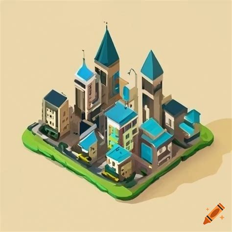 Isometric Small City Illustration On Craiyon