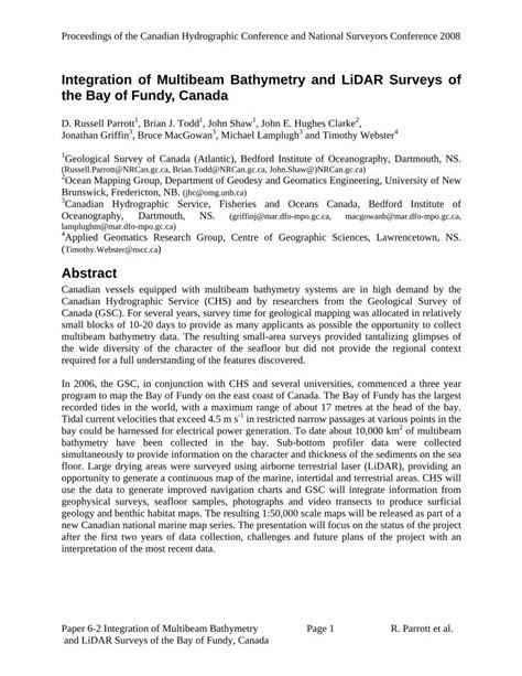 PDF Integration Of Multibeam Bathymetry And LiDAR Surveys