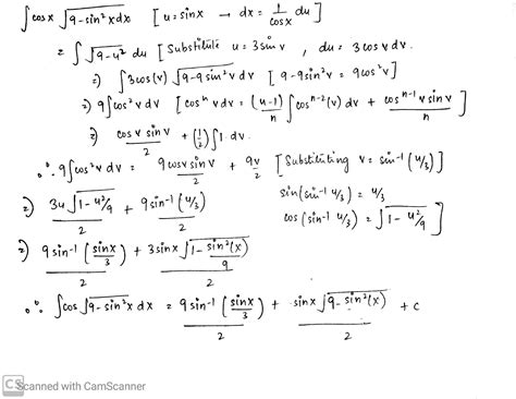 Evaluate The Following Integrals Intcos X√9 Sin2x Dx