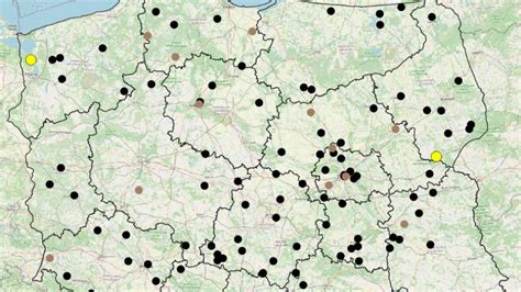 Fragment mapy z zaznaczonymi śmiertelnymi wypadkami które miały